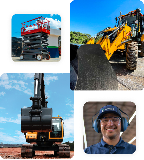 Escavadeira Armac Rental em operação - Excelência em locação de equipamentos